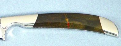 Crocidolite gemstone on full tang knife