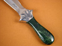 Alaskan nephrite jade gemstone on full tang dagger handle