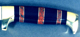 Brecciated Jasper on hidden tang custom knife handle with ebony hardwood