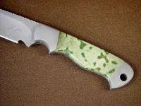 Frogskin Jasper gemstone knife handle. Frog skin jasper comes from Mexico