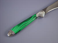 Though Malachite is soft, it is suitable for light duty knives with protective bolsters and full tangs
