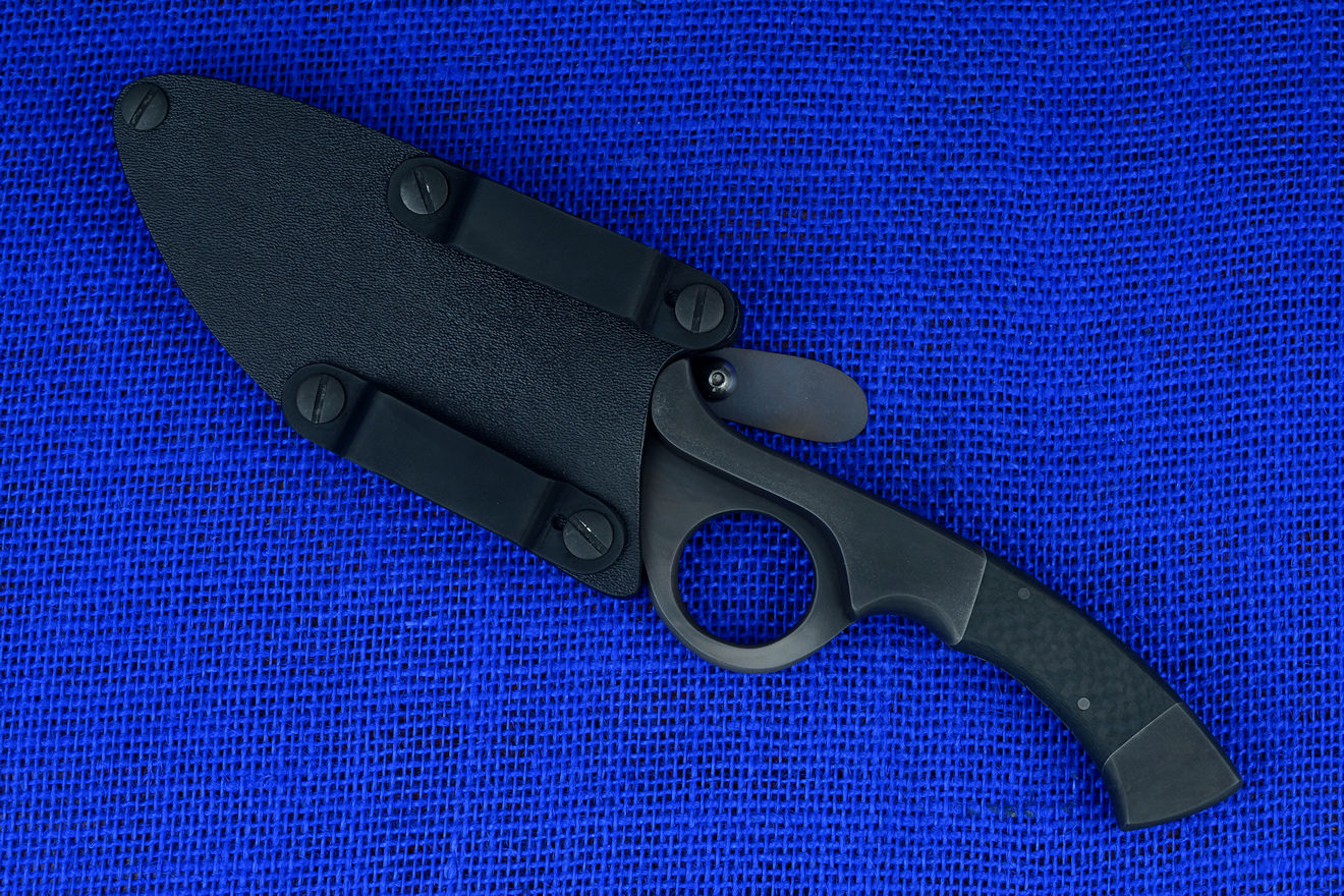 Typical die-formed anodized aluminum belt loops on tactical combat knife sheath