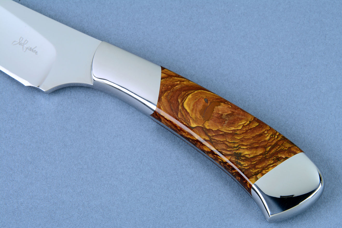 "Talitha" fine handmade chef's knife, obverse side handle detail