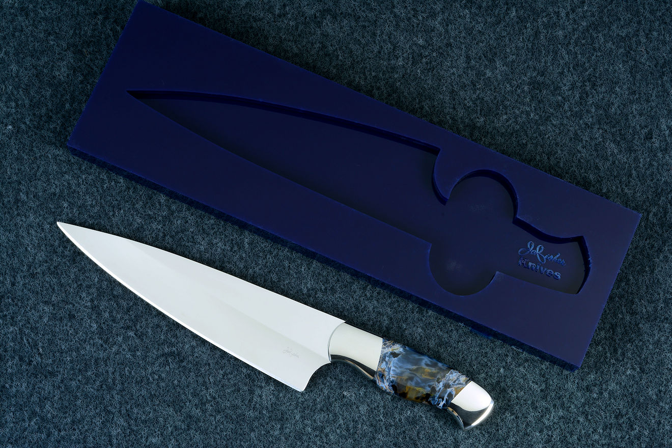 "Corvus" chef's knife with silicone rubber prise holder, storage, rest for the chef's knife