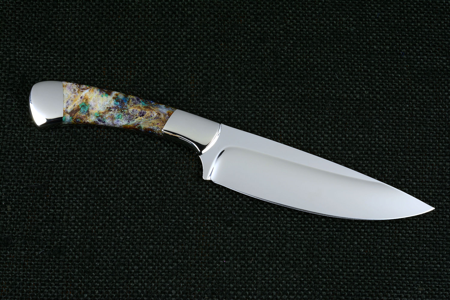 Spartan Knife Block- Complete Damascus Style Knife Set for Men- 5 Chef Knives, Knife Sharpener & Bamboo Spartan Knife Holder. Funny Stabbed Man