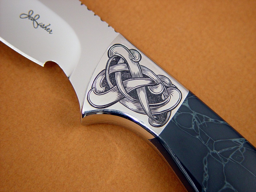 Hand forge little shark custom knife with leather sheath