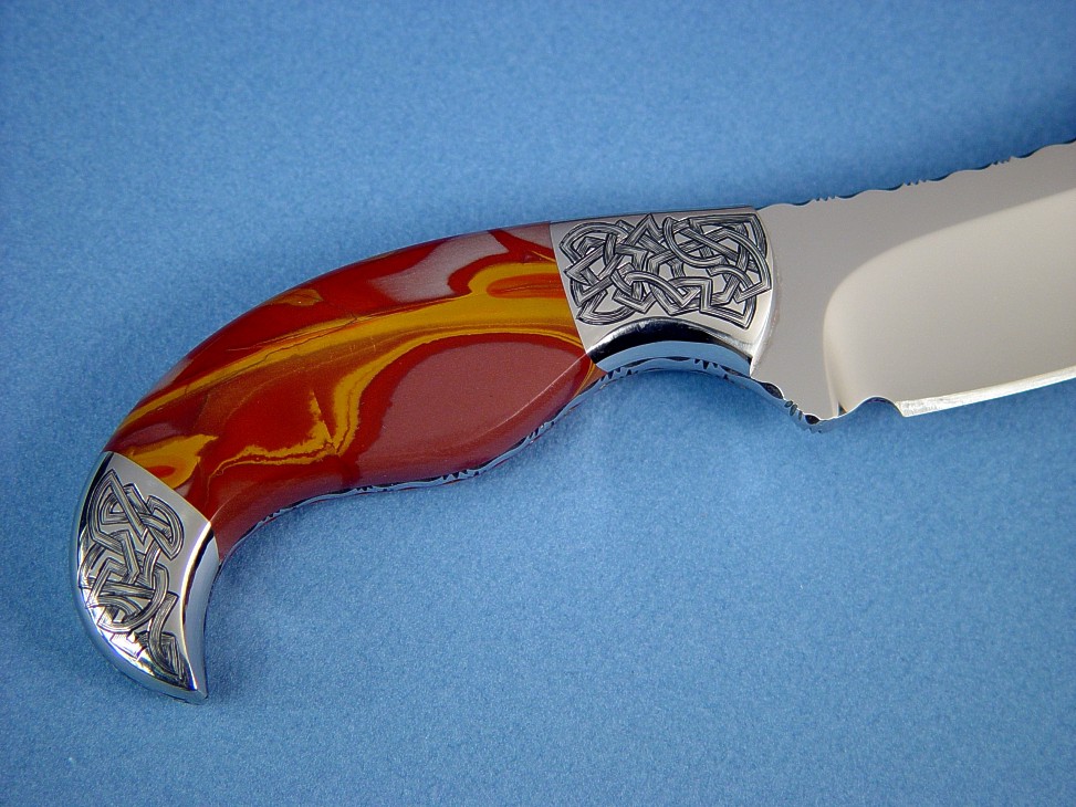 Noreena Jasper gemstone knife handle on "Izanagi" by Jay Fisher