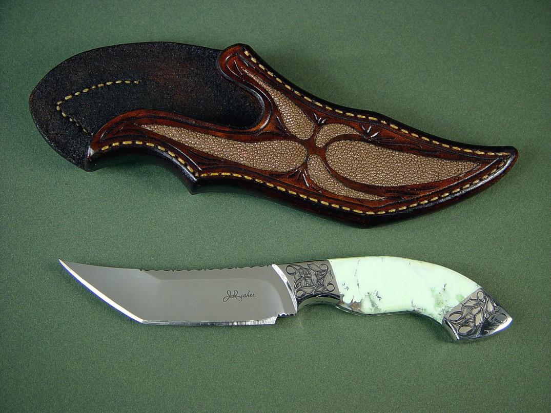 Custom knife with unique handle material imitating banksia cone