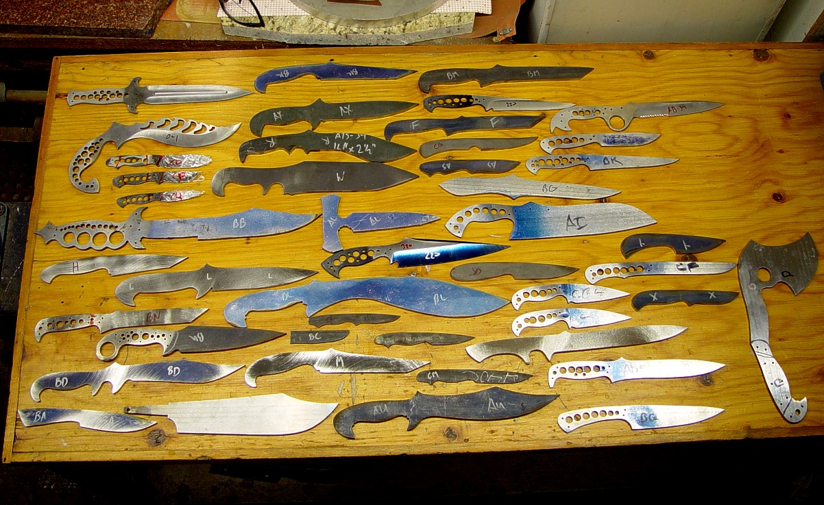 A few of the knives in progress, May 2009