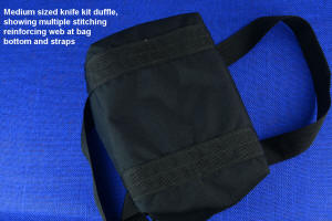 Webbing reinforcement on ballistic nylon knife kit bag