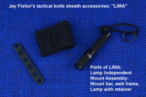 Jay Fisher's tactical knife sheath accessories: Parts of the LIMA