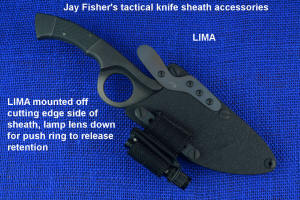 "LIMA" tactical flashlight for knife sheath, side mount