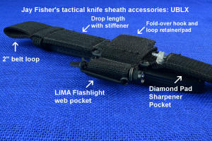 Belt loop extender for tactical knife sheath details