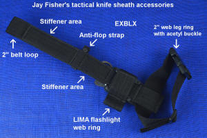 Tactical knife sheath accessories, belt loop extender for thigh wear