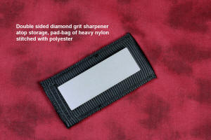 Double-sided diamond pad sharpener with heavy nylon envelope pad and bag