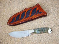 Nickel Silver Bolsters with Labradorite Gemstone on "Fornax" knife handle