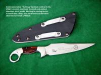 United States Marine Corps "Bulldog" commemorative, graphics and text etched in mirror polished stainless steel knife blade