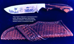 Khe Sanh Veteran's knife commemoration etched on mirror finished custom knife blade