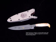 USAF Pararescue commemorative knife honoring those who serve, high detail acid etching in stainless steel, green gold electroform over stainless knife blade