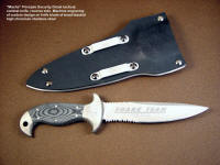 Custom engraved PSD tactical, combat knife blade and stainless steel bolsters