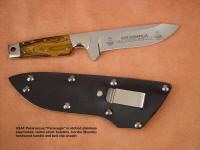 Highly detailed custom etching in mirror finished knife blade steel of "Paraeagle"