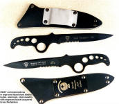 SWAT law enforcement working, commemorative, personalized knives in blued and machine engraved alloy steel