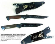 "Tyr" pattern, SWAT Personlized, engraved, mirror finished knife blades in blued steel