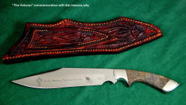 "The Veteran" with custom etching on mirror finished stainless steel knife blade