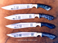 Viet Nam Veterans knives in etched stainless steel blades, remembering those who did not return, POW, MIA