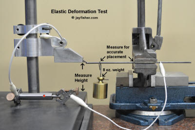 Elastic Deformation test of O1 hardened and tempered rod, with 8 oz. displacement weight