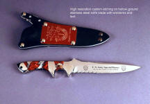 Custom high resolution knife blade etching on Special Forces commemorative combat knife