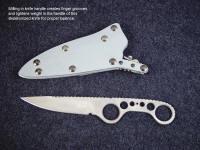 Example of milling for fingerholes, weight reduction of skeletonized knife: "Shank"