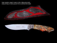 My older maker's mark with collaborative maker Gerry Hurst's maker's mark on mirror polished hollow ground knife blade