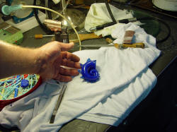 Carving the wax model for the prehistoric nautilus