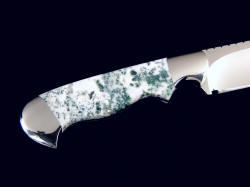 "Aldebaran" reverse side handle detail. Dendritic agate is very hard, tough and durable