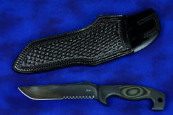 "Arctica" professional tactical, combat, rescue, counterterrorism knife, leather sheath option, obverse side view
