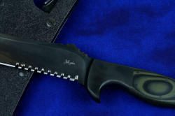 "Arctica" professional tactical, combat, rescue, counterterrorism knife, hammerhead serrations detail with maker's mark