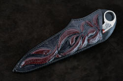 "Bulldog" sheathed view. Excellent sheath inlay in this beautiful and unique knife