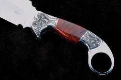 "Bulldog" obverse side handle detail. Handle form is comfortable in forward or reverse grip style, full front quillon protects hand and rear bolster reinforces handle finger ring