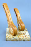 "Concordia and Talitha" fine handmade chef's knives, granite base and stand accents detail