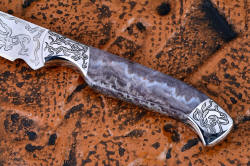 "Consus" obverse side gemstone handle detail. Lace Amethyst is beautiful, with fascinating agate patterns and purple amethystine quartz