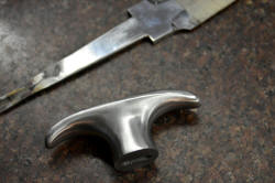 "Daqar" dagger, 304 stainless steel guard after initial hand-sanding