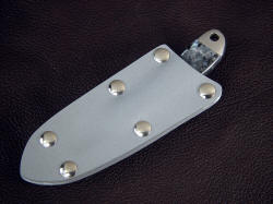 "Firefly" with kydex sheath option. Gray kydex is secured with nickel plated steel Chicago screws