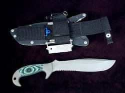 "Imamu" reverse side view. Sheath is complete with many accessories, critical and convenient