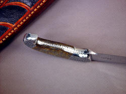 "Iraca" fine handmade knife, inside handle tang filework detail.