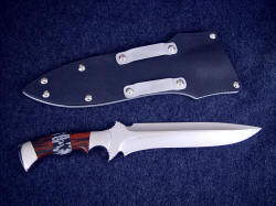 "Kadi" reverse side view: double edged, differentially ground, mirror finished blade