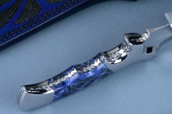 "Kadi" inside handle tang view. Complex handle shape has all surfaces rounded and contoured for comfort and smooth grip