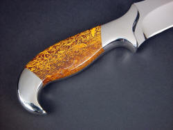 "Kapteyn" reverse side handle detail. Front bolster face is sculpted to support thumb rise and forefinger quillon, framing grind termination radius