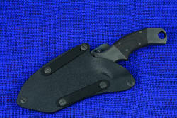 "Krag" tactical, counterterrorism professional knife, shown with vertical clamping straps to clamp to PALS, web, belt, strap, pack, vest, or gear
