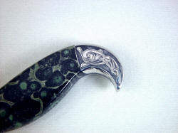 "Ladron" obverse side rear bolster engraving detail. Beautiful nebulas are echoed in hand-engraving pattern